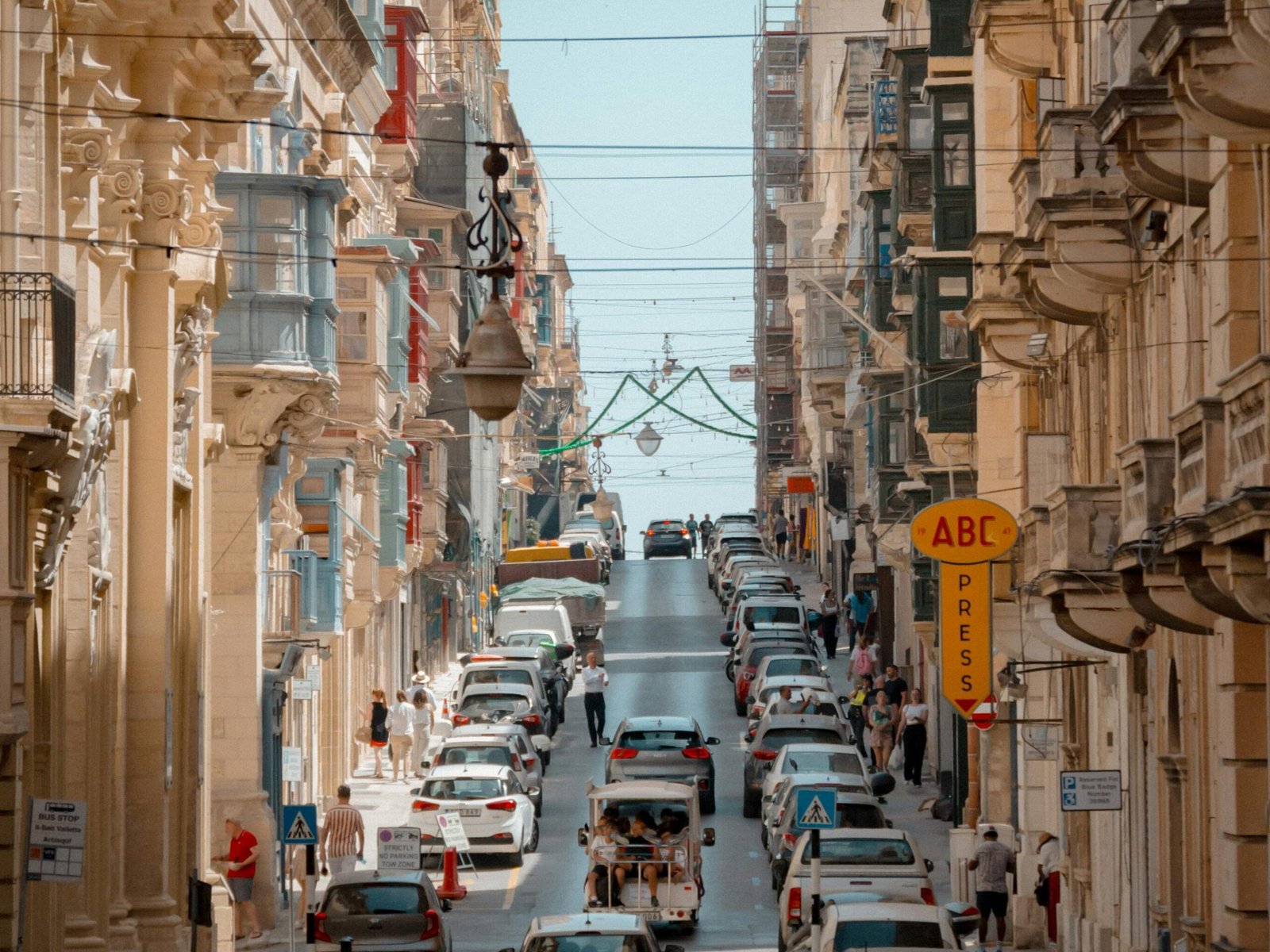 Busy street in Valletta Malta